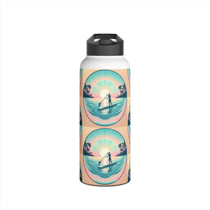 Fantasy Paddleboarding Stainless Steel Water Bottle featuring vibrant paddleboarding design, perfect for luxury outdoor adventures.
