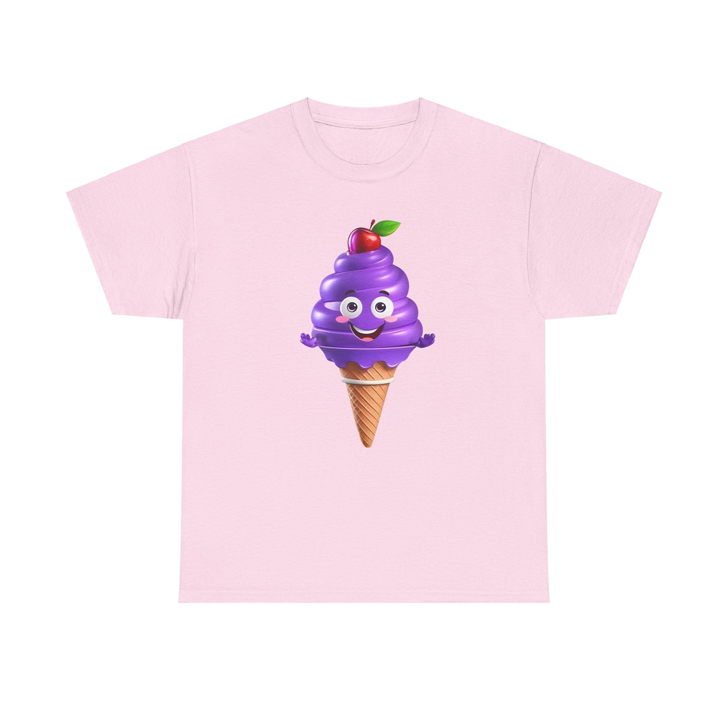 Scoop of Joy: Cartoon Ice Cream Cone Character Tee Unisex Cotton Graphic T Shirt