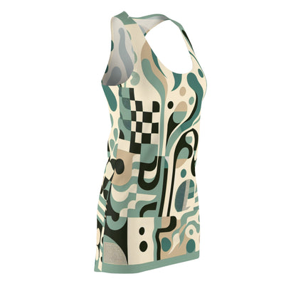 Model wearing the Vivienne Starlight Contemporary Racerback Dress in Pastel Green by Dazzling Dreams Studio, highlighting its modern and chic aesthetic perfect for any occasion.