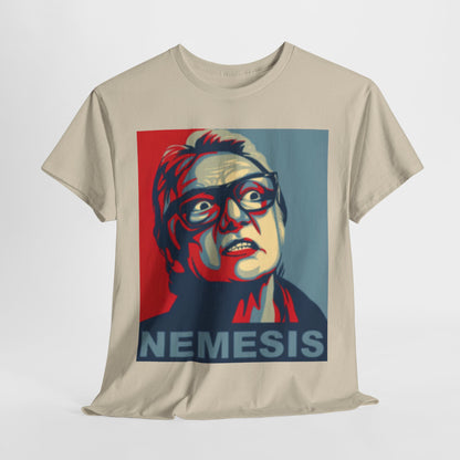 Luxurious unisex Snatch Brick Top Nemesis graphic tee in cream, featuring a bold, artistic representation of the nemesis character with vibrant colours and striking detail, perfect for making a statement in urban fashion.