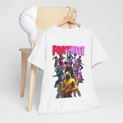 Sophisticated Fortnite Squad Drip T-Shirt elegantly hanging, highlighting eye-catching graphics and dynamic colour palette, perfect for fashion-conscious gamers.