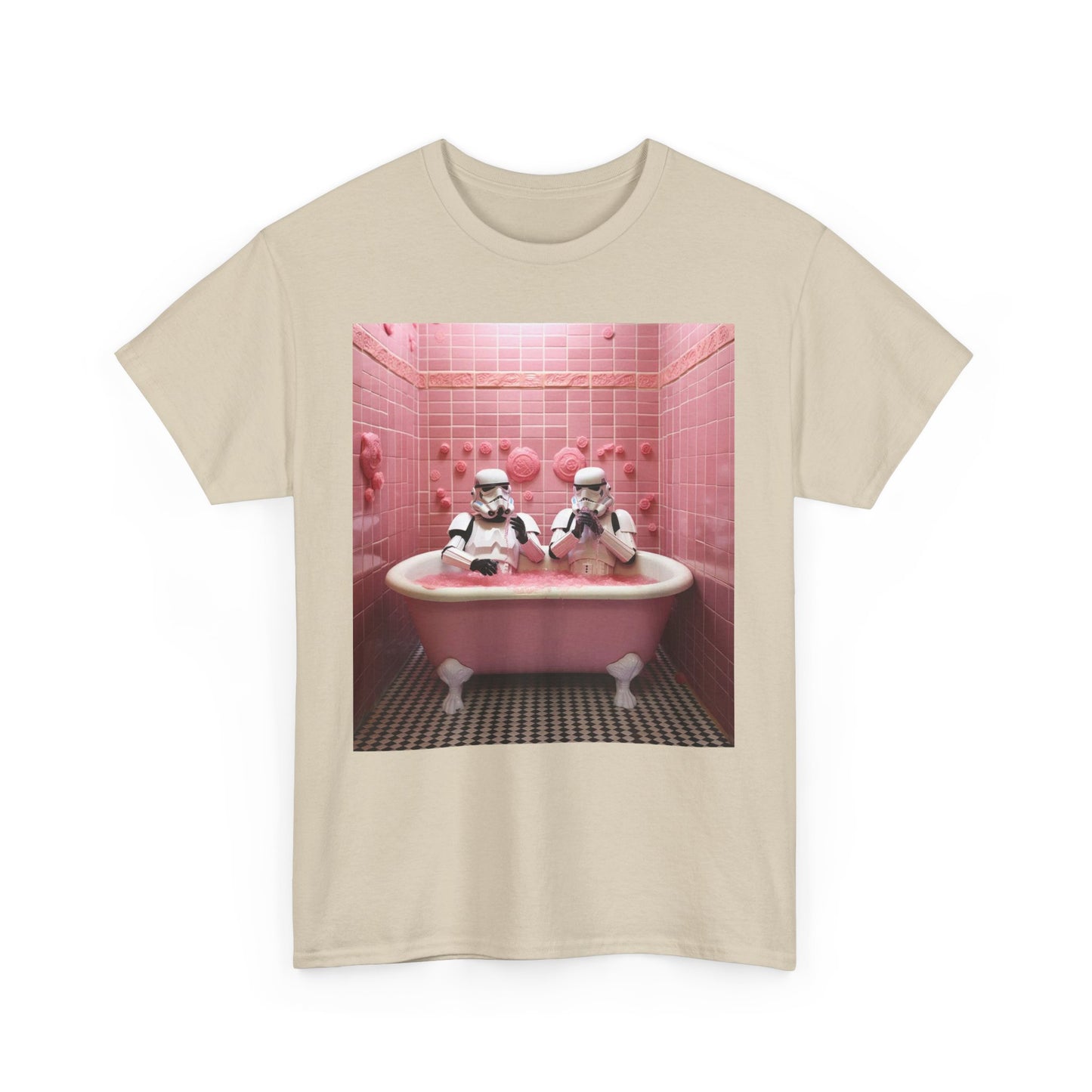 MENS FUNNY T SHIRT Stormtroopers Pink Bathtub BUBBLES DESIGN