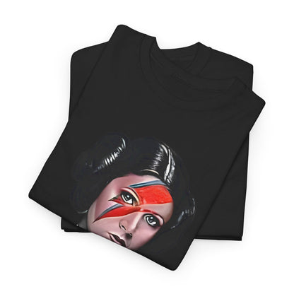 Premium black cotton t-shirt showcasing a striking graphic of Princess Leia with a vibrant 'REBEL REBEL' theme, ideal for stylish collectors and Star Wars enthusiasts.