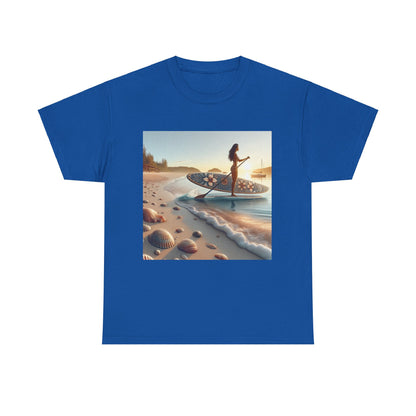Luxurious paddle board t-shirt fabric designed for comfort and durability, perfect for water sports lovers by Dazzling Dreams Studio.