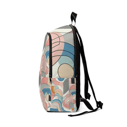 Lifestyle image of the Pastel Geometric Backpack in use, showcasing its versatility and functionality by Dazzling Dreams Studio.