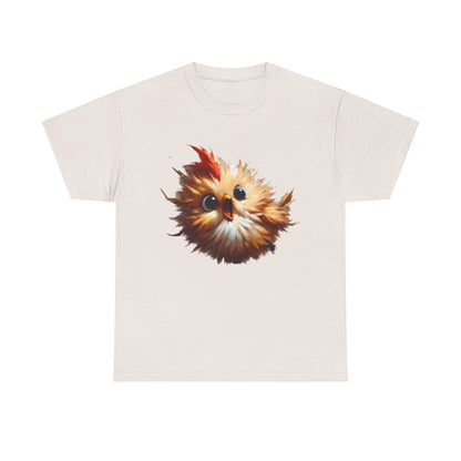 Explosive Joy Tee - Cartoon Bird Edition showcasing a playful cartoon bird on a white unisex cotton tee, perfect for expressing joy.