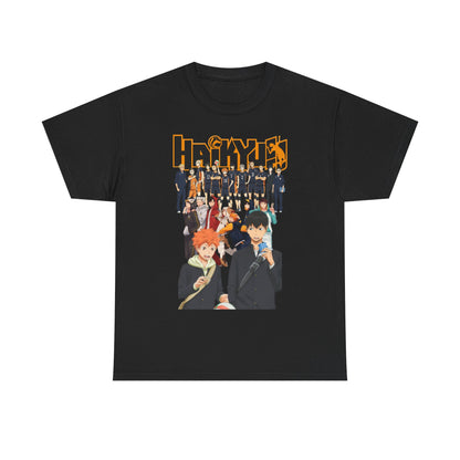 Elegant Haikyuu!! All-Stars T-Shirt in black, adorned with stunning full-colour prints of iconic characters, perfect for anime enthusiasts.