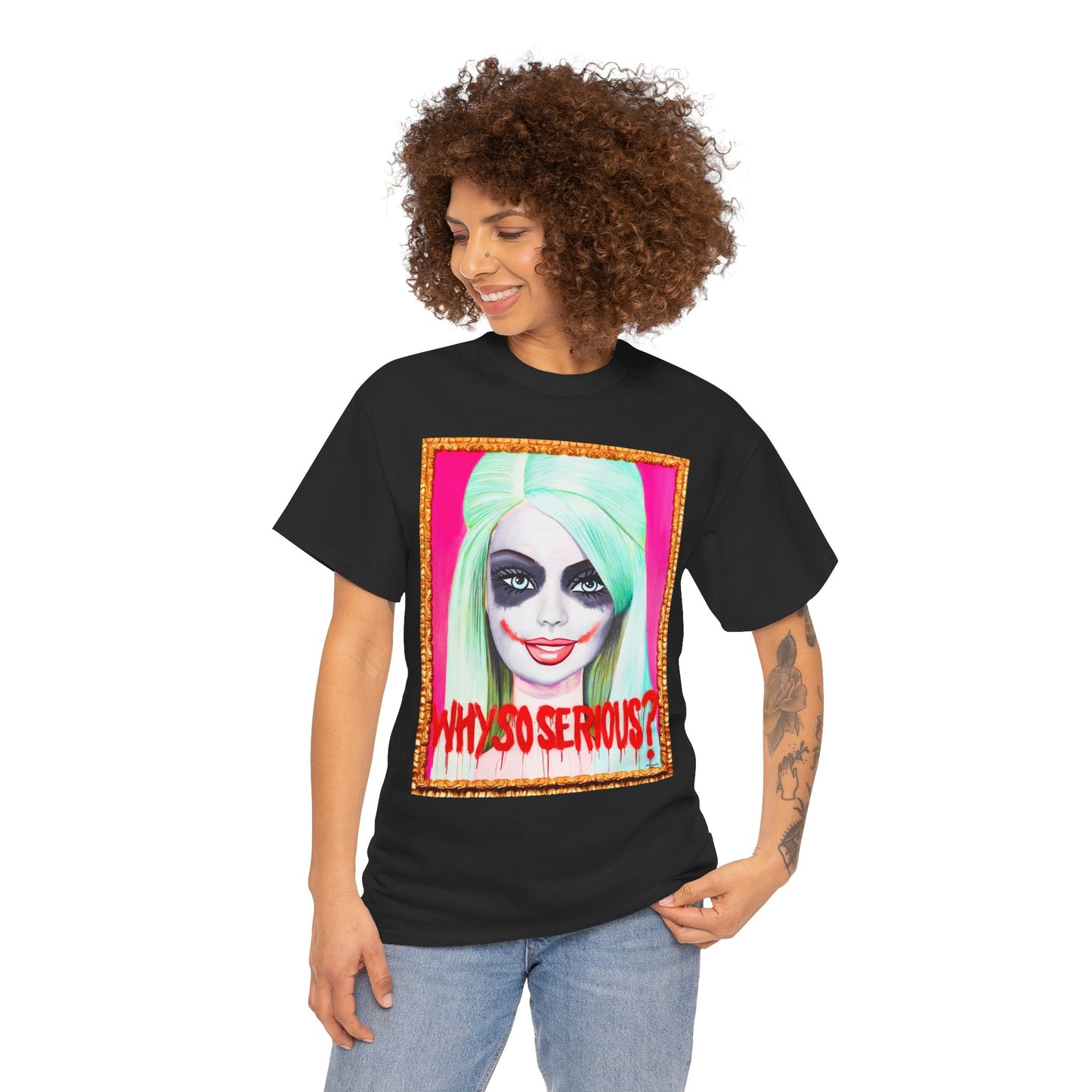 Why So Serious Joker Barbie Women's Graphic T-Shirt - Trendy Pop Art Design Tee