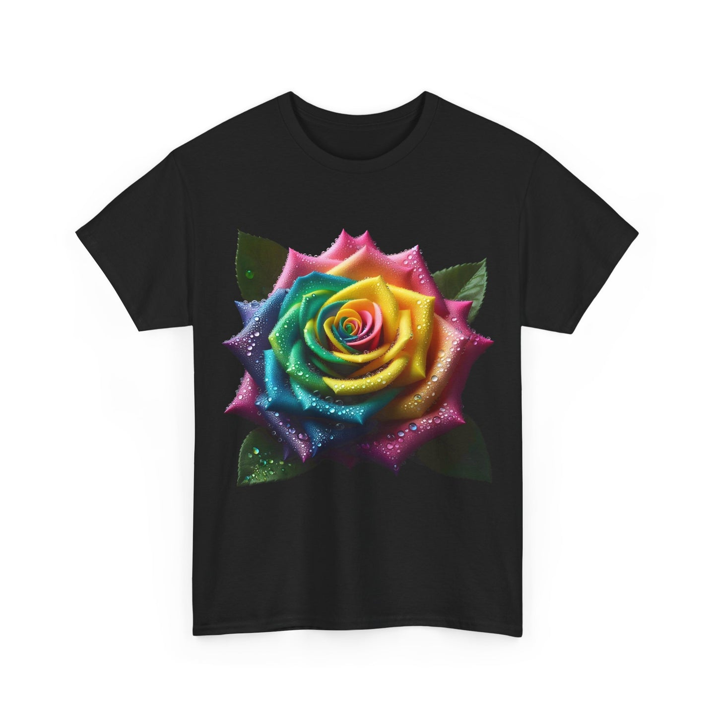 Rainbow Rose Unisex Cotton Tee Graphic T Shirt Unisex