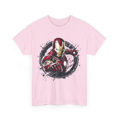 Unleash Your Inner Hero: Iron Man Graphic Unisex Graphic Tee Shirt - front view featuring a striking Iron Man graphic in vibrant colours, perfect for Marvel enthusiasts.