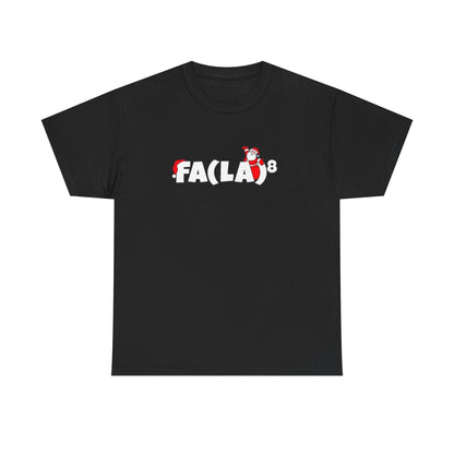 Fa La La La La Christmas Graphic T-Shirt in black, made of luxurious cotton, showcasing a playful ‘Fa La La’ design suitable for holiday celebrations.