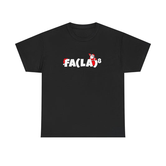 Fa La La La La Christmas Graphic T-Shirt in black, made of luxurious cotton, showcasing a playful ‘Fa La La’ design suitable for holiday celebrations.