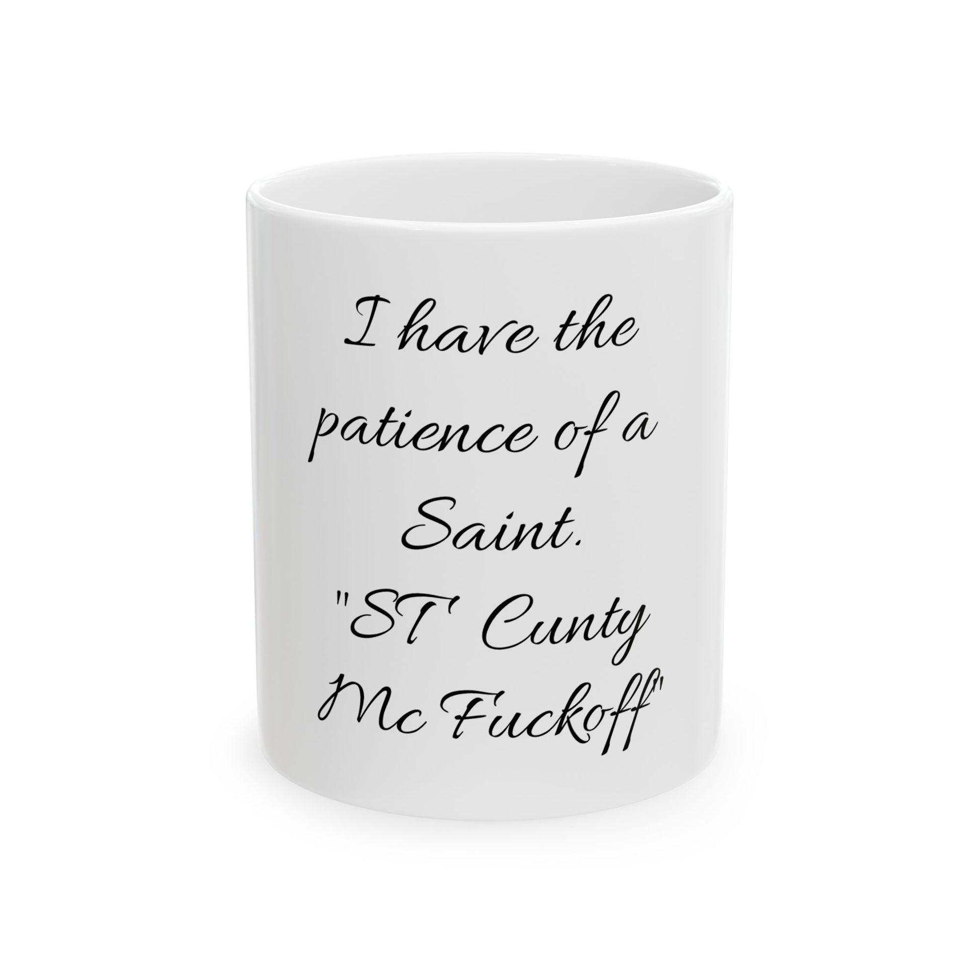 Inappropriate Slogan Ceramic Mug featuring funny adult humour for morning coffee enthusiasts, perfect for gifting or office banter.