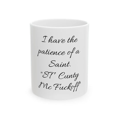 Inappropriate Slogan Ceramic Mug featuring funny adult humour for morning coffee enthusiasts, perfect for gifting or office banter.