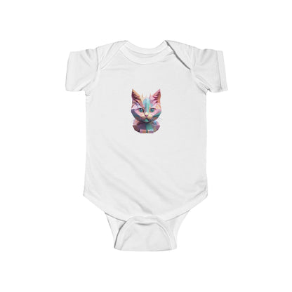 Classic Kitten Bodysuit in pristine white, featuring an artistic kitten print, a luxurious baby romper for every special occasion.