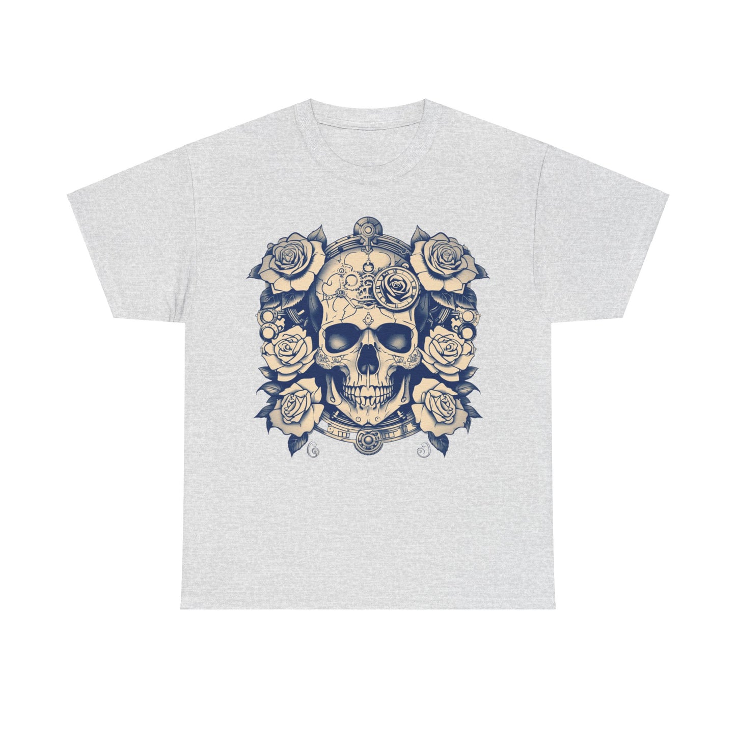 Skulls and Roses Cotton Tee, Unisex Graphic Shirt, 7 color choice