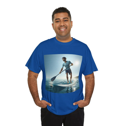 Luxurious fabric of Delightfull Paddle Board Adventure T-Shirt by Dazzling Dreams Studio, designed for comfort and outdoor leisure.