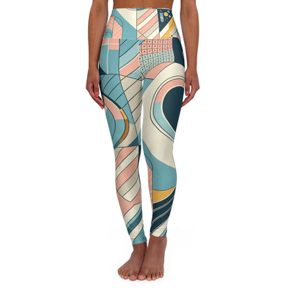 Luxury Sweat Symphony Leggings by Dazzling Dreams Studio showcasing elegant pastel patterns and geometrical designs, perfect for fitness enthusiasts seeking style and comfort.
