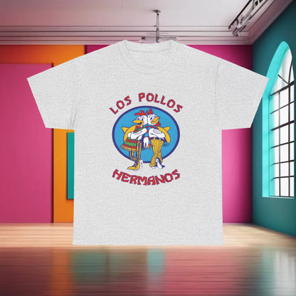 Breaking Bad Los Pollos Logo Graphic T-Shirt in athletic grey, displaying the renowned Los Pollos Hermanos logo, tailored for comfort and sophisticated casual wear.