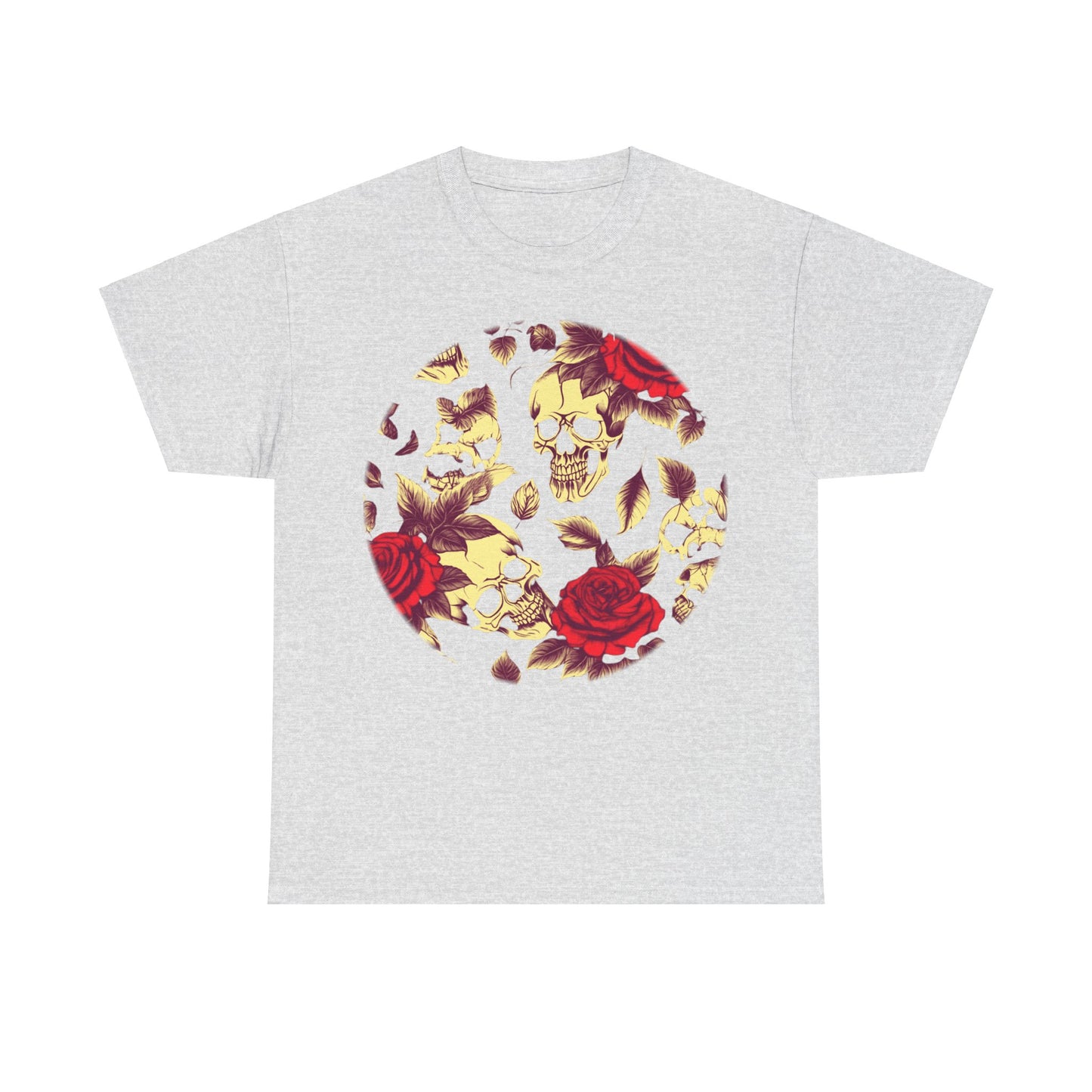 Skulls and Roses Cotton Tee, Unisex Graphic Shirt, 7 color choice