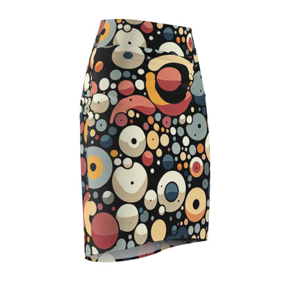 Close-up detail of the Emerson Belleau Pencil Skirt by Dazzling Dreams Studio, highlighting the high-quality fabric and elegant design that combines contemporary artistry with classic appeal.