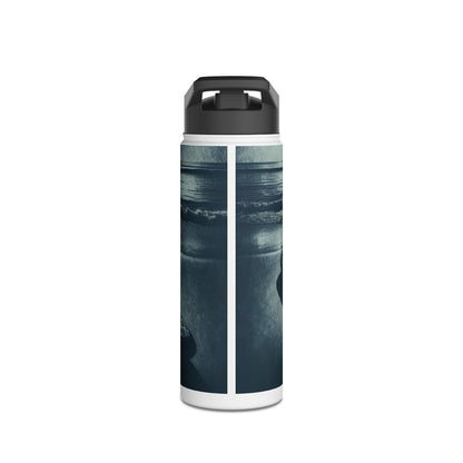 Fantasy Paddleboarding Stainless Steel Water Bottle with a sleek, dual-panel design displaying tranquil water visuals, perfect for paddleboarding enthusiasts.