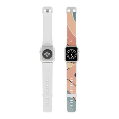 Dual view of the GraphixGenius Modern Pastel Pattern Apple Watch Strap, featuring a chic blend of pastel colours and stylish functionality.