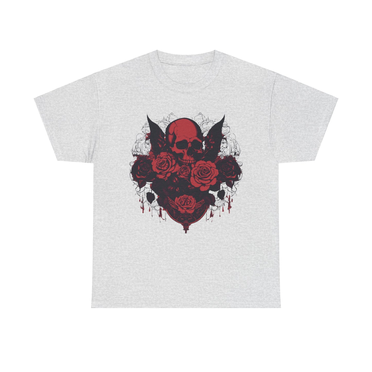 Skulls and Roses Cotton Tee, Unisex Graphic Shirt, 7 color choice