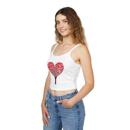 Charming Valentine's Day Lovers Gift Women's Spaghetti Strap Tank Top featuring a unique heart design, ideal for adding a touch of whimsy to your wardrobe.