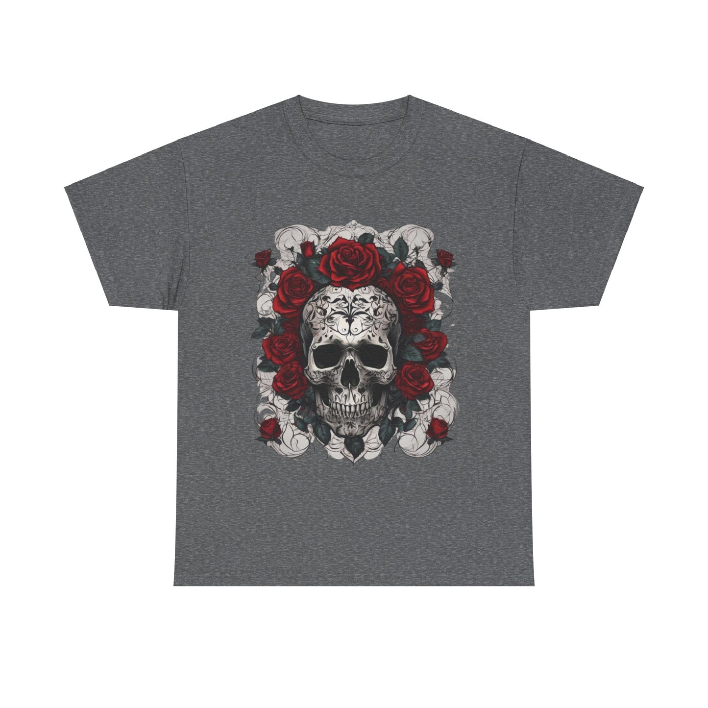 Skulls and Roses Cotton Tee, Unisex Graphic Shirt,