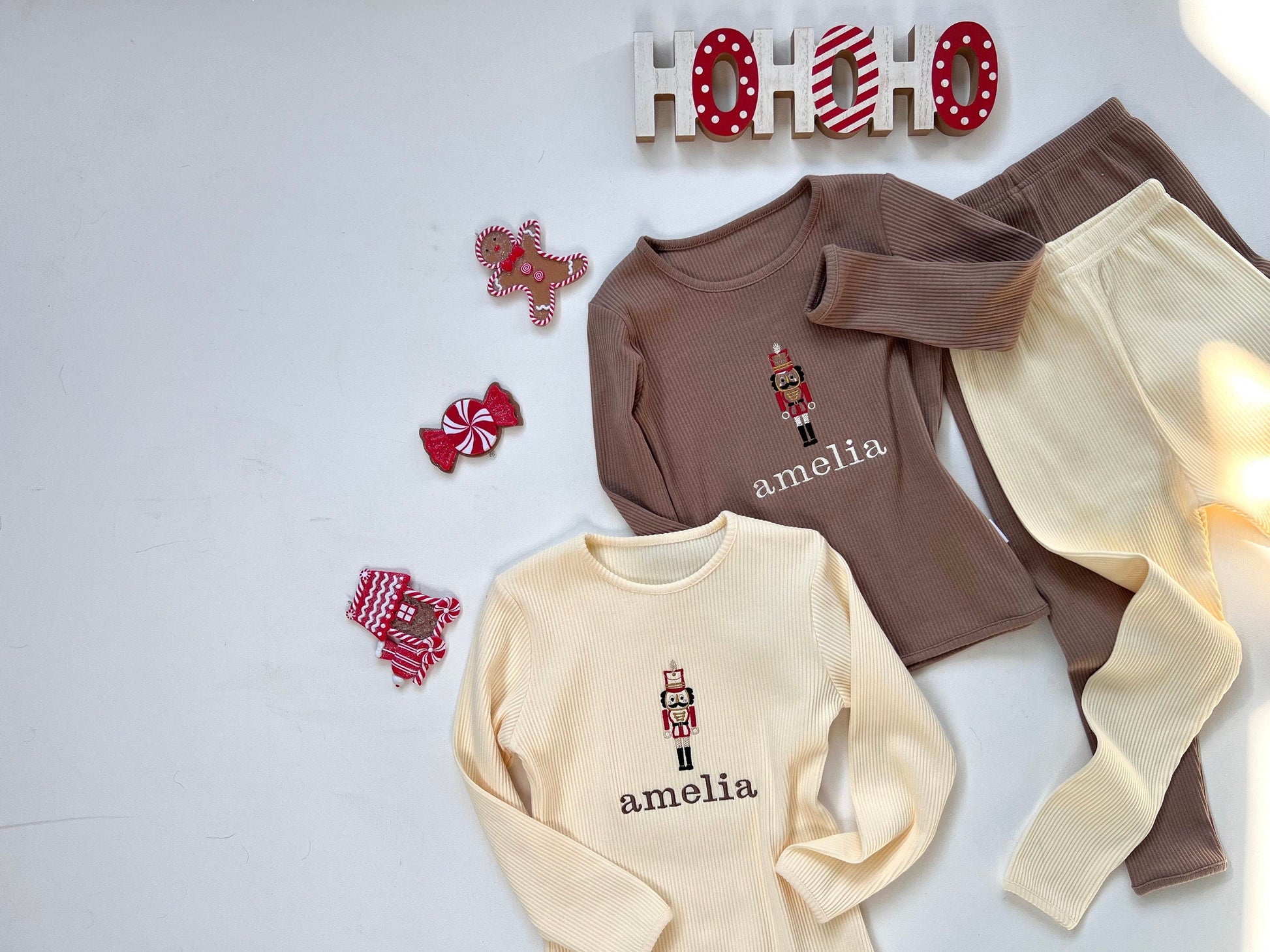 Chic nutcracker-themed lounge wear set for adults, combining luxury and comfort by DreamBuy for the perfect festive look.