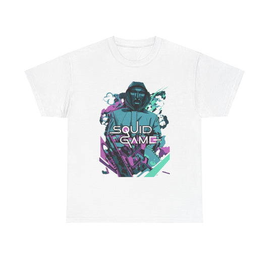 Premium unisex Squid Game t-shirt showcasing an abstract character design, ideal for unique streetwear enthusiasts.