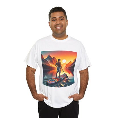 Casual yet stylish Serene Paddle Board T-Shirt celebrating outdoor activities, crafted by Dazzling Dreams Studio for nature lovers.