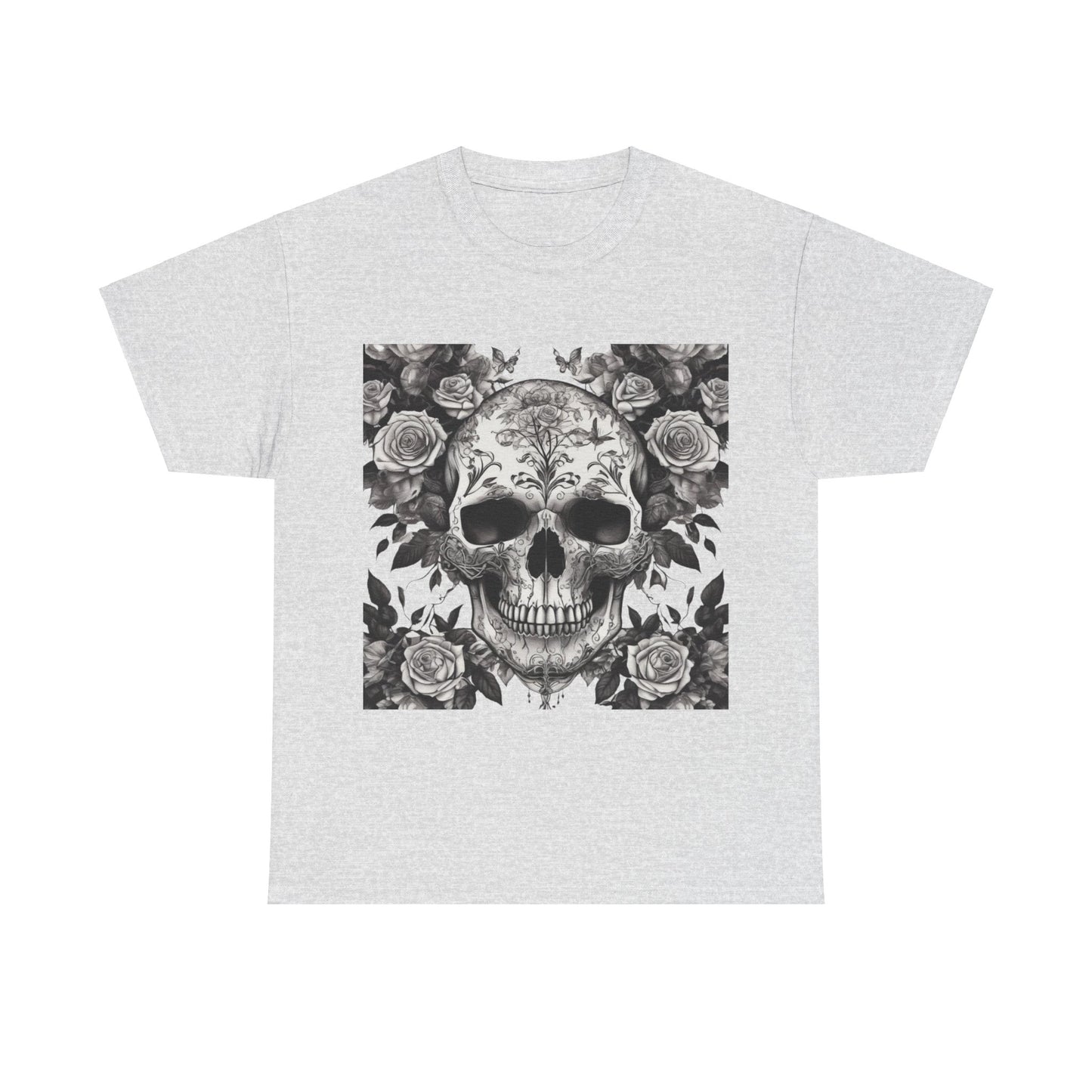 Skulls and Roses Cotton Tee, Unisex Graphic Shirt,