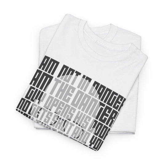 Luxurious layered white t-shirt with the iconic Breaking Bad quote "I Am The Danger," designed for both men and women, ideal for contemporary fashion enthusiasts.