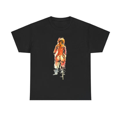 Exquisite unisex tee displaying a stunning graphic of a suggestive figure rendered in rich, vibrant colours, perfect for those seeking a blend of artistry and humour in a contemporary casual wear.