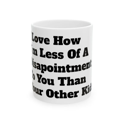 Inappropriate Slogan Ceramic Mug featuring a humorous quote, ideal for adults, showcasing bold typographic design and glossy finish.
