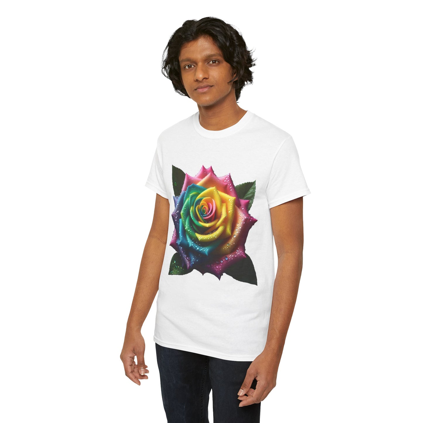 Rainbow Rose Unisex Cotton Tee Graphic T Shirt Unisex