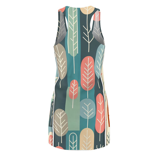 Close-up view of Valentina Ravenna Racerback Dress showcasing its elegant patterns and modern pastel hues.