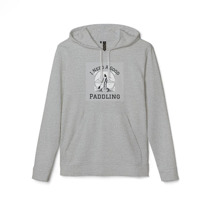 Adidas Women’s Fleece 'I Need a Good Paddling' Hoodie in Grey, showcasing a stylish design suited for paddleboard enthusiasts.