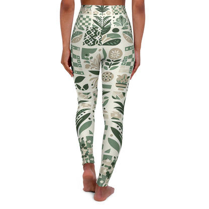 Close-up of the organic shape patterns on the Evelyn Atelier High-Waisted Yoga Leggings, elegantly designed by Dazzling Dreams Studio.