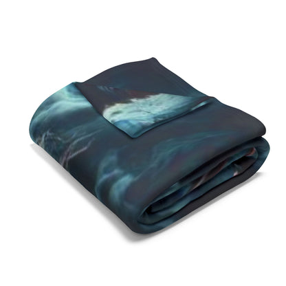 Elegant Halloween Freddy Kruegar Nightmare On Elm Street Arctic Fleece Blanket, draped artfully over a stylish armchair, blending comfort and festive style.
