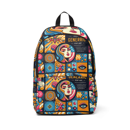 Elegant Fusion Simplicity Pop Art Canvas Backpack by Dazzling Dreams Studio featuring vibrant cartoon designs, perfect for stylish individuals.