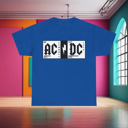 Royal blue Elements AC DC Graphic T-Shirt, combining striking design elements with high-quality fabric for a sophisticated rock-inspired style.