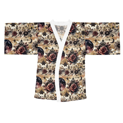 Floral Kimono Robe highlighting exquisite floral motifs, a luxurious choice for both relaxation and elegant occasions.