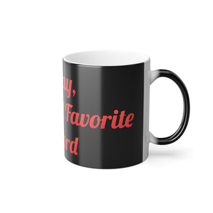 Refined 11oz Colour Morphing Mug showcasing 'Friday, My Second Favourite F-Word', delivering a stylish touch while enjoying hot beverages.