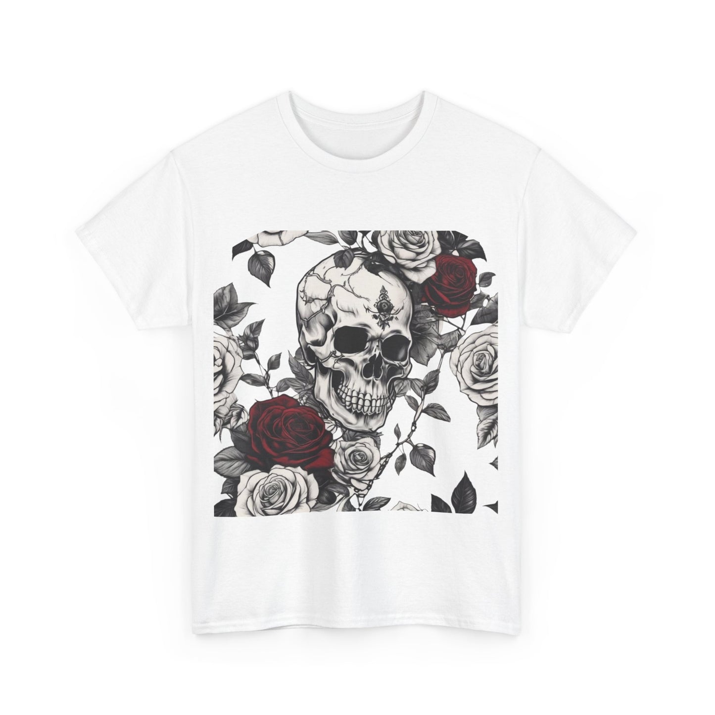 Skulls and Roses Cotton Tee, Unisex Graphic Shirt,