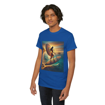 Premium paddleboarder's T-shirt from Dazzling Dreams Studio, featuring exquisite art of tranquil water, ideal for casual and active wear.