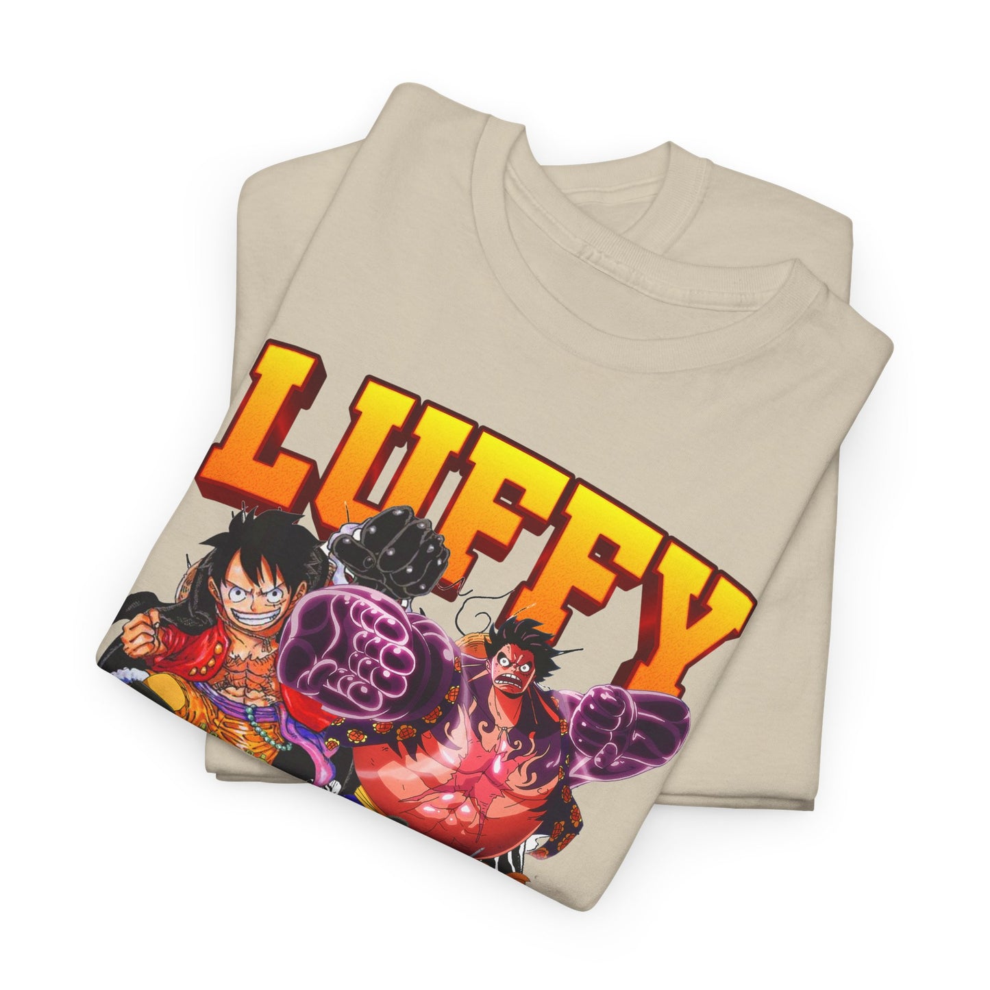 Folded Luffy anime t-shirt featuring bold graphics and elegant design, ideal for distinguished anime enthusiasts.
