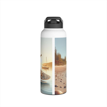 Chic Fantasy Paddleboarding Stainless Steel Water Bottle displaying vibrant artwork of paddleboarding scenes, combining luxury and practicality for adventurous users.